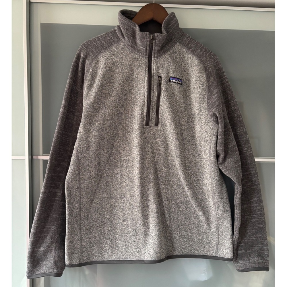 Patagonia Mens Better Sweater 1/4 Zip Fleece Jacket Gray Large Nickel Forge Grey